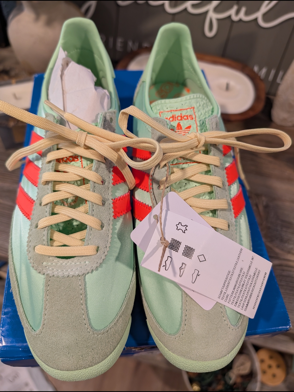 adidas SL 72 OG W Mint Green Sneakers with Bright Orange Stripes